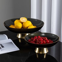 Light luxury dried fruit plate household living room Net red American brass tray storage plate candy snacks front glass ornaments