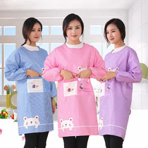 Korean Version Adult Apron Hood Clothing Kitchen Anti-Fouling Thickening Anti-Wear anti-oil stain Home with long sleeves