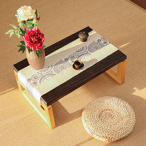 Tatami table windowsill small tea table Japanese low table collapses small tea table solid wood through balcony