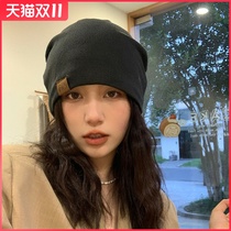 Moon hat children thin spring and autumn black face small pile cap Net red knitted wool bag head hat ins tide