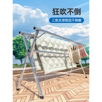 Drying rack balcony floor-to-ceiling folding household indoor drying quilt artifact cool telescopic bedroom pole type Outdoor