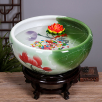 Jingdezhen ceramic fish tank hand-painted desktop large fortune goldfish turtle tank basin sleeping bowl lotus Narcissus Lotus pot tank