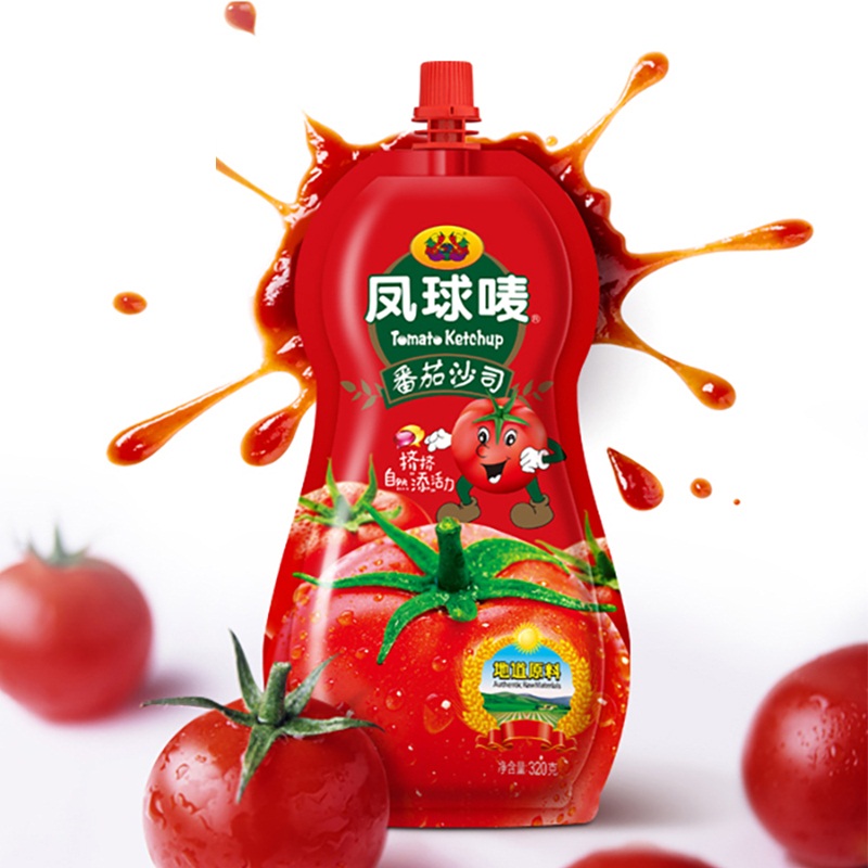 凤球唛番茄沙司(挤挤装)320gx4袋家用精品汉堡薯条调味料小包装
