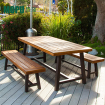 Casual Outdoor Solid Wood Table And Chairs Terrace Garden Courtyard Anticorrosive Wood Table Outdoor Tea Table Cafe Table And Chairs Combination
