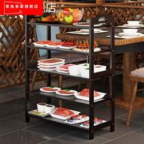 Vegetable rack multi-layer hot pot shop special kitchen put dish layer rack restaurant commercial vegetable plate non-solid wood shelf
