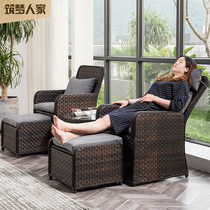Net red popcorn Rattan Furniture Outdoor Balcony Small Table And Chairs Combined Garden Courtyard Casual Suit Backrest Rattan Chair Three Sets