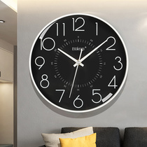 Modern minimalist wall clock living room hanging wall non-perforated fashion silent hanging watch bedroom round Nordic electronic clock