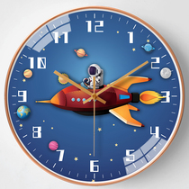 Boys childrens house hanging bell Cartoon Home Bedroom Ultra Silent Clock Watch Space Astronaut Living-room Hanging Wall Hanging Watch