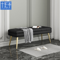 Nordic shoe stool Net red iron bed side long bar stool leather foot sofa light luxury bed tail stool bedroom rectangle
