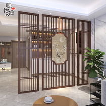 New Chinese solid wood screen partition living room entrance office door cover light luxury decorative grille background wall