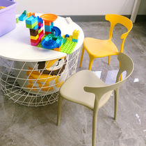 Kindergarten childrens chair Horn Chair plastic integrated back chair small dining table home student writing homework chair