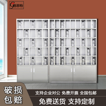 Stainless steel cup cabinet factory workshop staff tea room tea cup cabinet placement storage rack multi-grid water cup storage cabinet