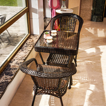 Balcony Small Table And Chairs Outdoor Patio Tea Table And Chairs Combined Rattan Chair Three Sets Outdoor Leisure Vines Totem Chairs
