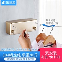 Retractable clothesline wall-mounted non-perforated clothesline artifact black retractable space aluminum balcony invisible wall-mounted steel