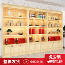 Solid wood vintage tobacco and wine display cabinet Convenience store tea glass cabinet Antique jade display cabinet Liquor product display cabinet