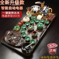 Fully automatic tea set set household set purple sand kung fu solid wood tea tray one tea table Tea Sea