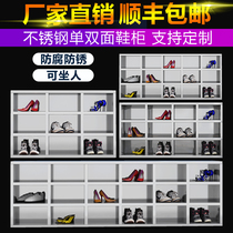 Stainless steel shoe cabinet dust-free workshop purification shoe stool factory staff dressing room single and double-sided storage shoe cabinet can be customized