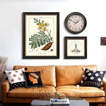 Modern American restaurant decorative painting retro European living room sofa background wall mural with clock porch mural