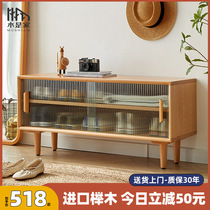 Solid wood changing shoes stool Home doorway entry shoe cabinet stool integrated wearing shoes stool net red and sitting type shoe rack strip stool