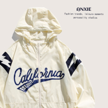 ANXIE designer brands Coloured letters Summer sunscreen clothing for men and women Loose Casual Couple Coats
