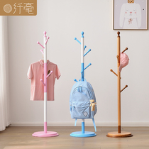 Childrens hanger floor solid wood coat rack Net Red simple hanger bedroom vertical single pole mini low bag rack