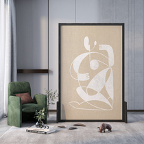 Modern light luxury art abstract mobile cover solid wood screen simple Nordic character decoration partition living room seat screen