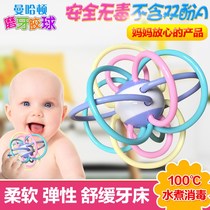 Baby toy Manhattan ball tooth gum baby rattle tooth stick toddler hand grip ball tooth bite can boil 3-6-12