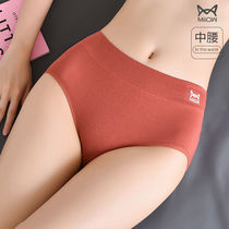 Cat Man Underpants Women 95% Cotton Graphene Middle Waist Belly Abdominal Size Cotton High Waist Women Panties Four Seasons