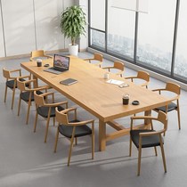 Simple Solid Wood Meeting Table And Chairs Combined Log Modern Long Bar Table Office Long Table Library Working NTU Table