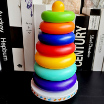 1-2-3-4 years old stacked circle rainbow set Tower baby set of pillars boys and girls toys wood stack