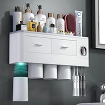 Punch-free toothbrush holder creative toothbrush cup storage rack wall-mounted toothbrush holder set squeezed toothpaste artifact