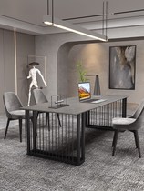 Marble Rockboard Meeting Table Bar Bench Modern Light Lavish Rockboard Small Long Table Minima Negotiation Desk