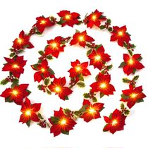 2m Red Flower String Lights Hanging Garland Wreath LED Light