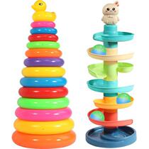 Rainbow stacked music circle infant childrens toys 0-1 year old baby 2 colorful pile music puzzle early education tower set