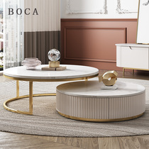 BOCA light luxury Rock Board coffee table TV cabinet combination modern simple round coffee table small size apartment living room household