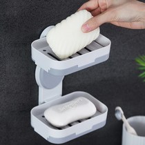 Toilet clock-free wall-mounted soap box Nordic creative double drain rotary soap rack bathroom shelf