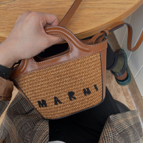 marni Raffia woven cabbage basket niche portable fashion mini casual simple shoulder crossbody bag