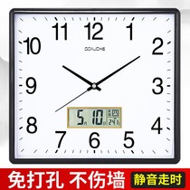 Nordic living room mute Big Wall Clock Square calendar quartz clock creative clock modern simple fashion home clock
