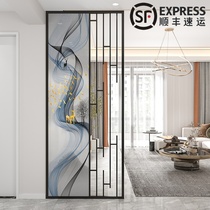 Changhong glass partition screen living room light luxury restaurant office porch metal simple bedroom New Chinese grille