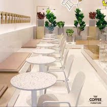 Coffee shop seat simple fresh milk tea shop table and chair combination Net red dessert catering industrial wind card seat sofa
