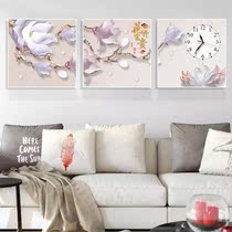 Living room decorative painting triple frameless clock mute sofa background wall mural bedroom hanging painting simple wall clock