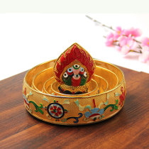 National Wind Home Household Goods Seven Treasure Manza Pan Manda Panman Tea Rojingtai Blue Gold Silk Manza 14cm Mid