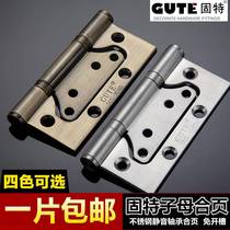 Solid 4 inch 3mm stainless steel flat open hinge bearing mute thickened house door wooden door hardware primary-secondary foldout hinge