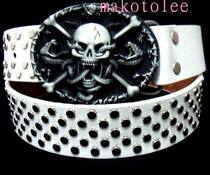 Personality mens belt Korean version of white belt skull dream snake trend fashion rivet pants lead female punk youth