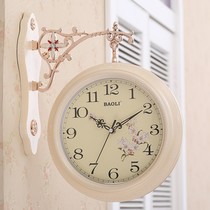 Double-sided wall clock European-style creative table living room silent idyllic clock two-sided personality fashion modern simple wall watch