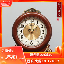 Yesen European style clock quartz clock creative solid wood mute clock American retro table clock modern clock sound