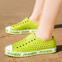 Hole shoes mens summer sandals non-slip waterproof soft-soled wading shoes womens driving white shoes couple beach sandals