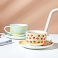 Modern housewife lovely girl heart fruit coffee cup with plate ceramic household afternoon tea cup tea set