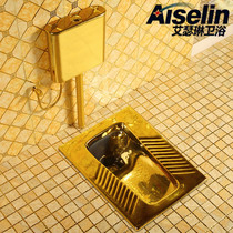 Ceramic water tank set Golden squat toilet gold-plated squat pit toilet squat toilet urinal energy saving mute and deodorant