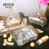 European luxury crystal glass sugar jar storage jar dried fruit candy snack jar with lid large tea table decorative ornaments